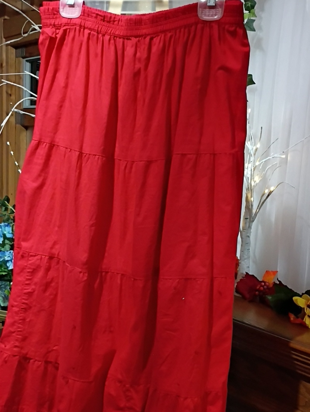 Kim Rogers Red Tiered Maxi Skirt